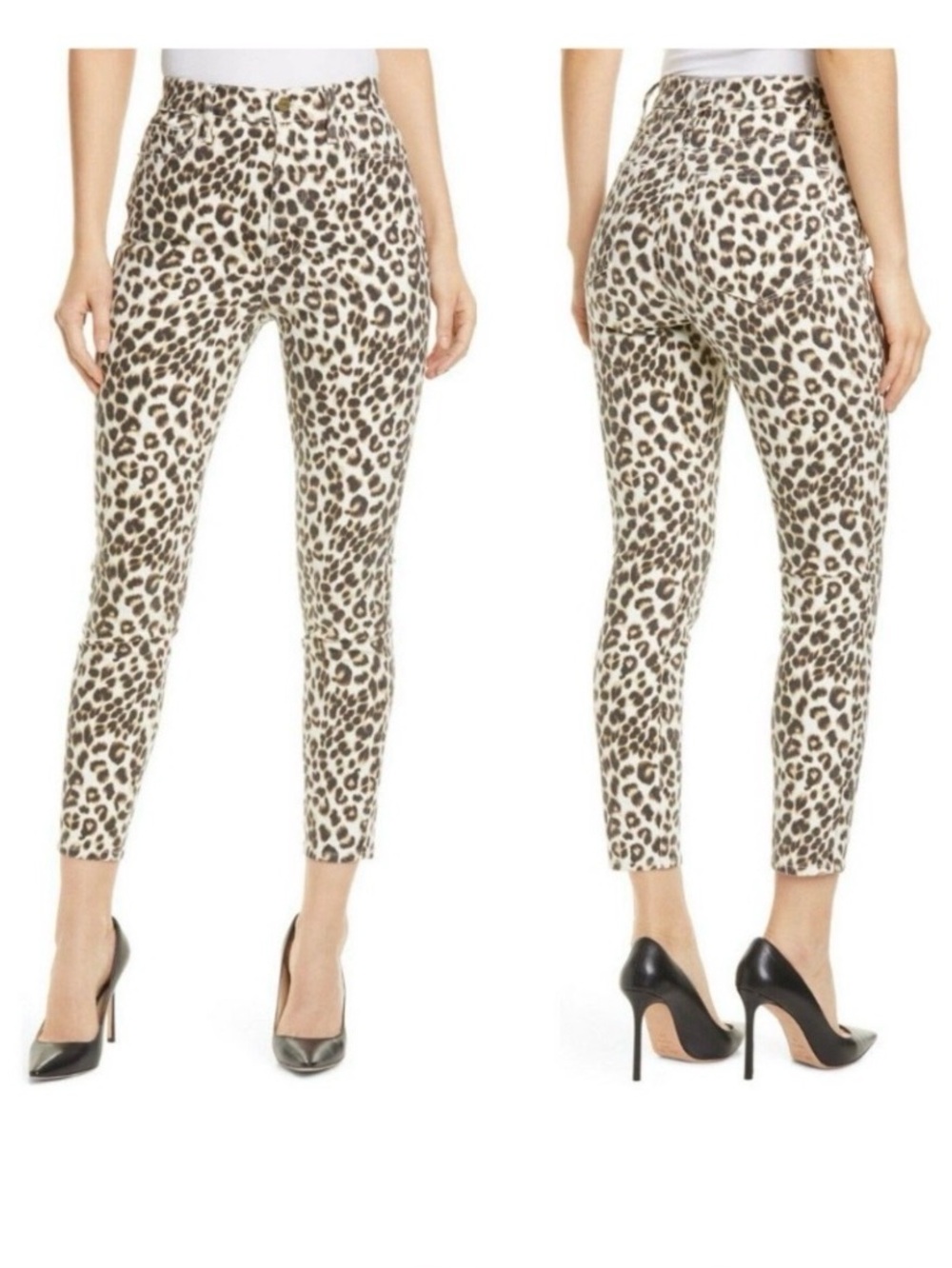 FRAME Ali High Rise Cigarette Leopard Print Jeans Size 32